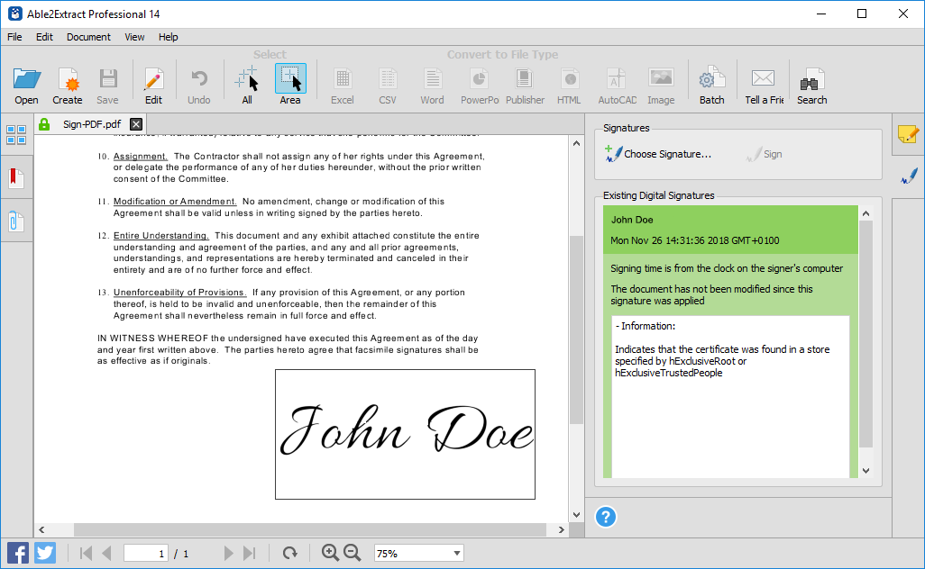 free software to get pdf signature